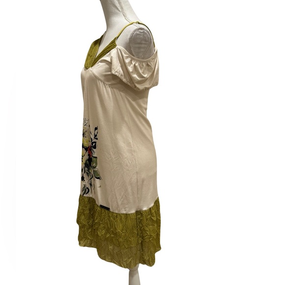 NWT Bai Amour short sleeve dress. White Green Floral Lined Multi layer. Small - Picture 4 of 12